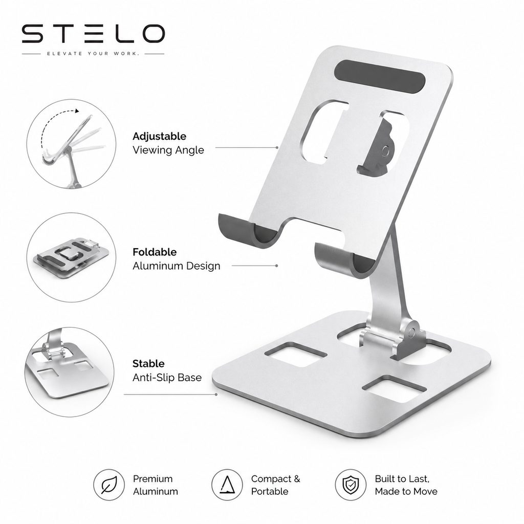 Stelo Adjustable Phone & Tablet Stand — Foldable Aluminum