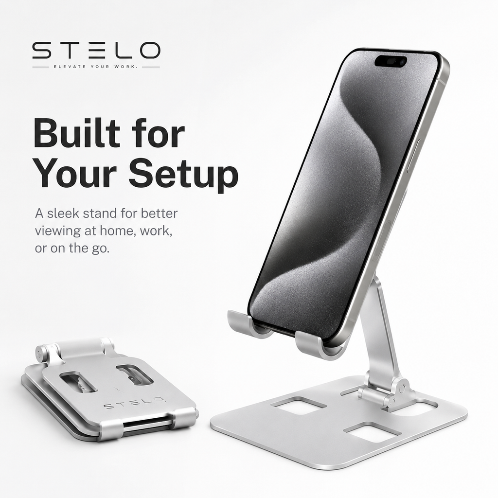 Stelo Adjustable Phone & Tablet Stand — Foldable Aluminum