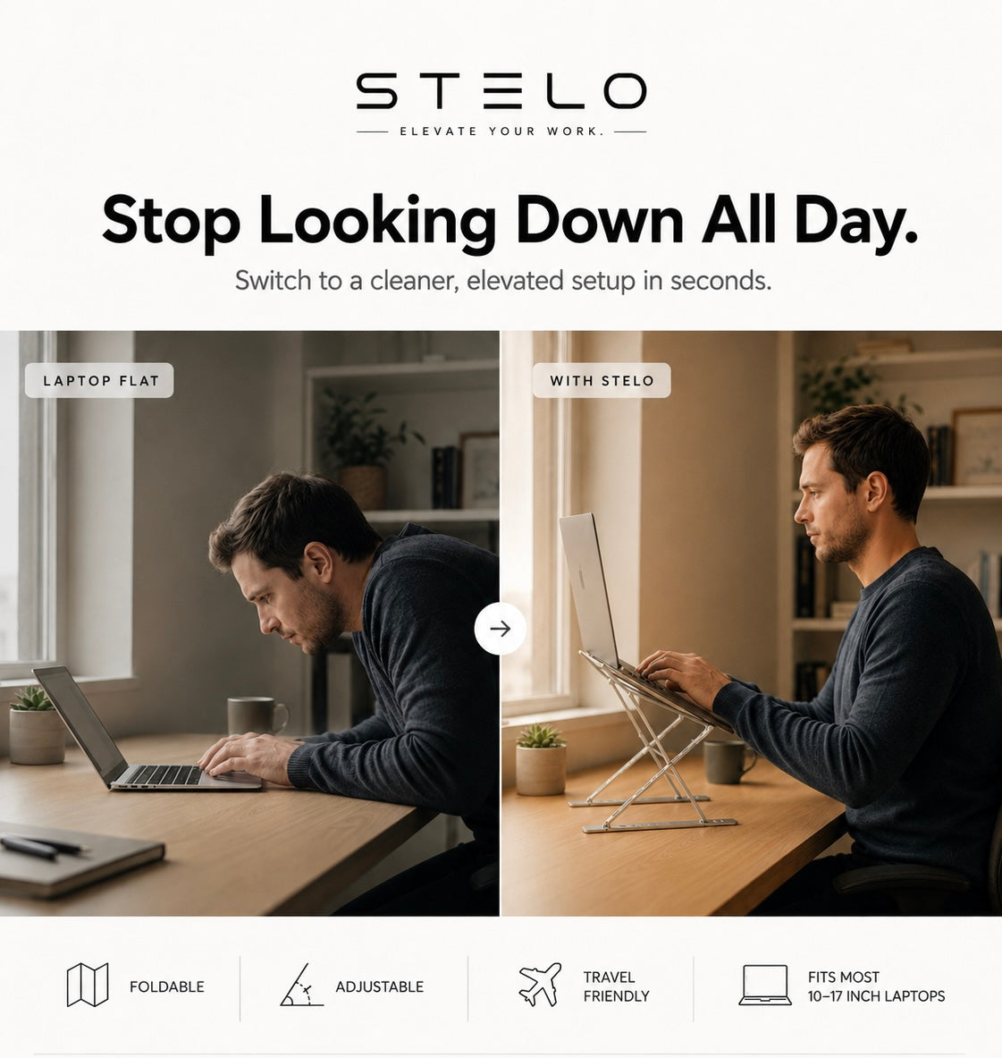 Stelo Portable Laptop Stand — Foldable Aluminum