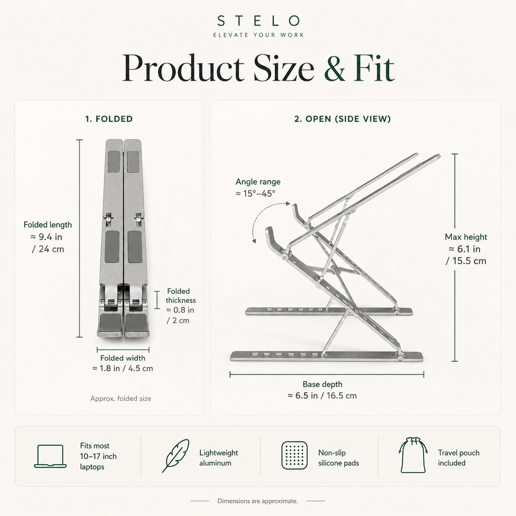 Stelo Portable Laptop Stand — Foldable Aluminum