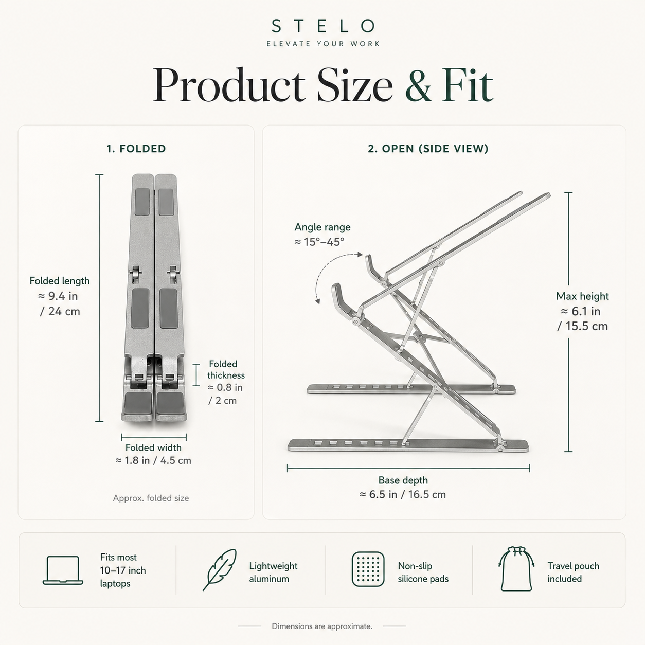 Stelo Portable Laptop Stand — Foldable Aluminum