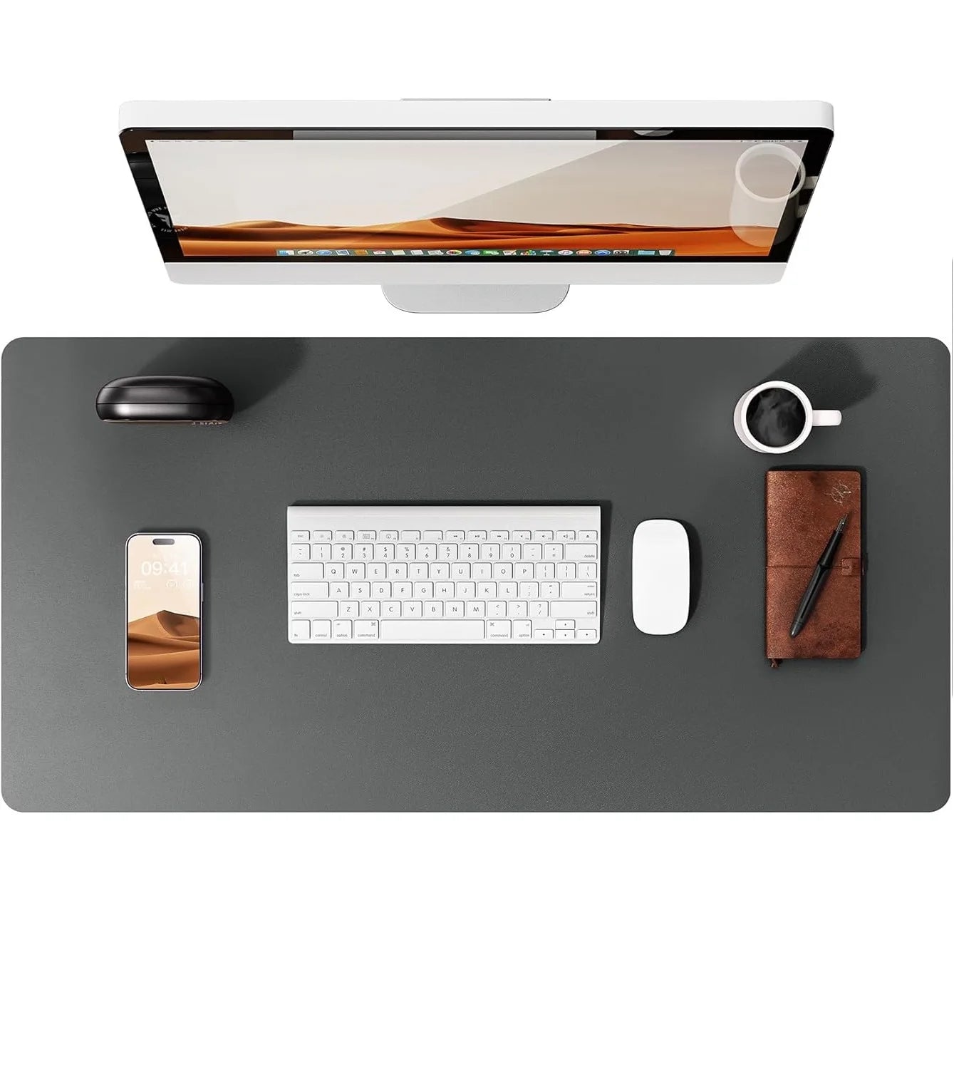 The Stelo Leather Desk Mat — Premium PU Leather Desk Pad & Oversized Mouse Pad | Non-Slip, Waterproof
